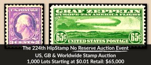 The 224th HipStamp No Reserve Auction Event