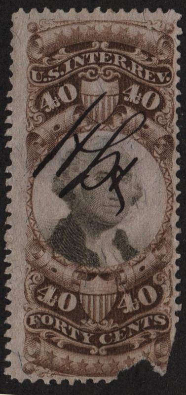 R141 40¢ Third Issue Documentary Stamp (1872) Faults/Spacefiller