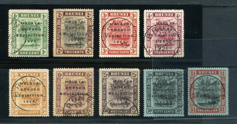 BRUNEI  SCOTT#14b/37A, SG#51/59  MALAYA BORNEO EXHIBITION USED