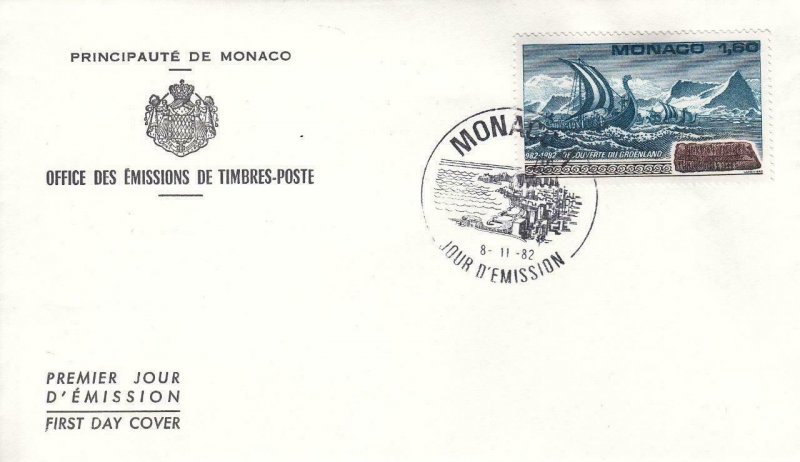 1982, Monaco: Erik the Red's Long Boat, FDC (E8633)