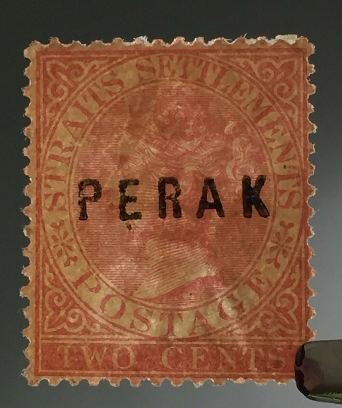 MALAYA 1883 PERAK opt Straits Settlements QV 2c MH A Wide SG#12 M3844 