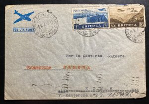 1938 Italian Military Post Office Eritrea Airmail Cover to Rome Italy