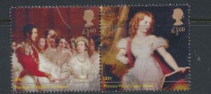 GB Used 2019 Queen Victoria Anniversary £1.60 se-tenant pair  see scan for d...