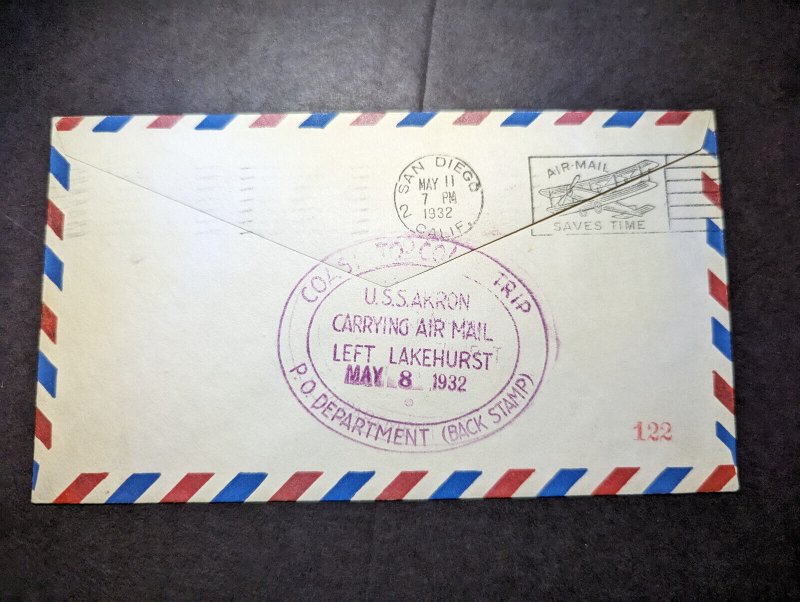 1932 USA Airmail Zeppelin USS Akron Cover Lakehurst NJ to Mankato MN