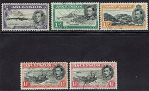 ASCENSION ISLAND 1938 KGVI PICTORIAL ½D - 1½D PERF 13 USED