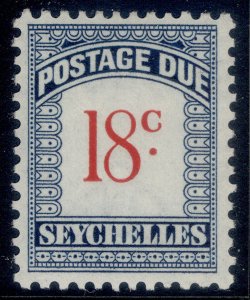 SEYCHELLES QEII SG D6, 18c scarlet & blue, NH MINT.