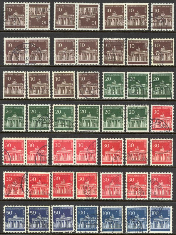 Germany Berlin Sc# 9N251-9N255 (assorted) Used lot/49 1966-1970 Brandenburg Gate