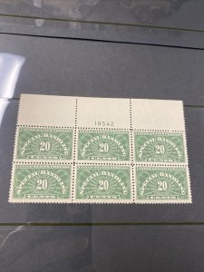 US QE3 Special Handling Plate Block Of 6 Extra Fine Mint Never Hinged