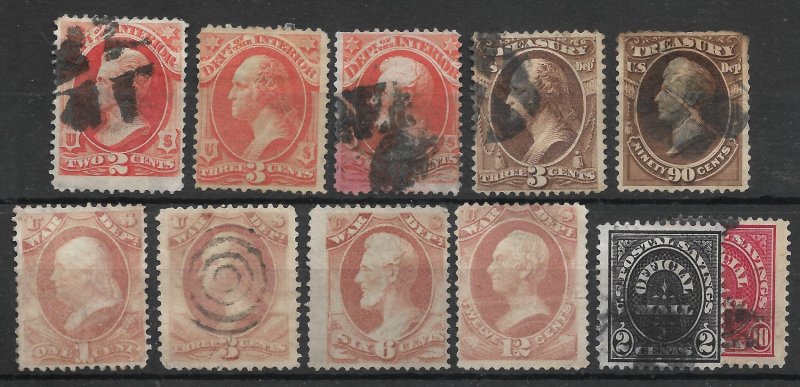 Doyle's_Stamps: Mixed Lot of 11 Early Official Issues -- Possibly MNG & Used