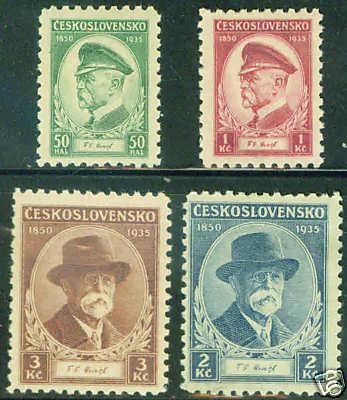 Czechoslovakia Scott 202-5 MH* 1935 stamp set CV$6