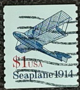 US Scott # 2468b; used $1. Seaplane from 1990; VF centering; off paper