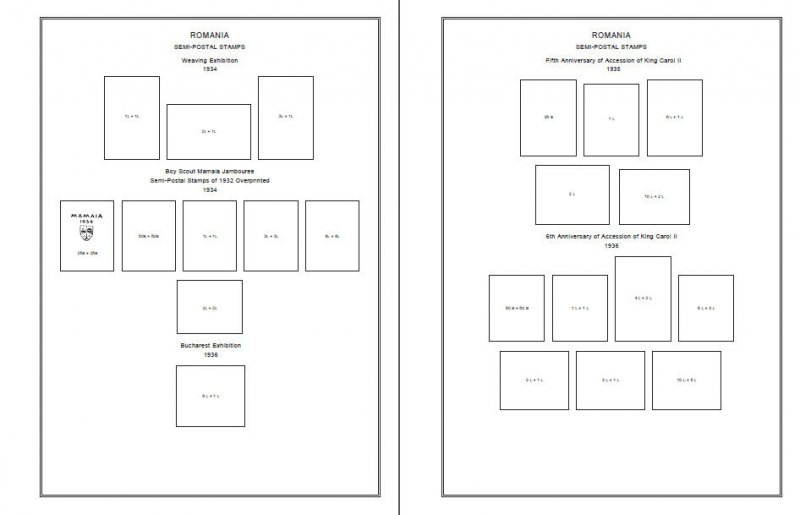 PRINTED ROMANIA [CLASS.] 1858-1942 STAMP ALBUM PAGES (76 pages)