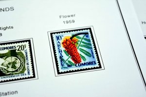 COLOR PRINTED COMOROS 1892-1975 STAMP ALBUM PAGES (25 illustrated pages)