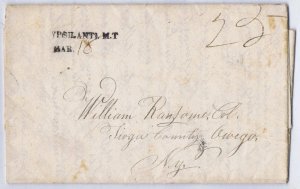 Stampless letter Ypsilanti Michigan Territory 1832 straight line cancel PF cert