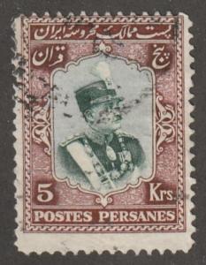Persian stamp, Scott# 756, used, hr, 5Krs, red brn, dp green, postmark, # B-42