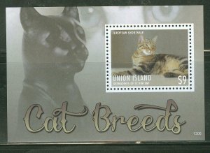 UNION  ISLAND 2013 CAT BREEDS   SOUVENIR SHEET  I  MINT NH