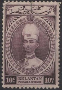 Malaya: Kelantan 35 (used) 10c Sultan Ismail, dk vio (1937)