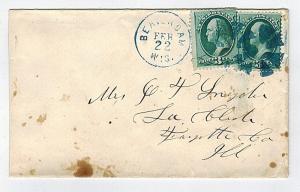 (2) #158 ON 1870's COVER - BEAVER DAM, WISCONSIN TO LA CLEDE, ILLINOIS