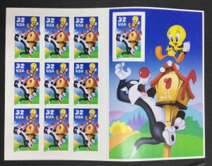 US STAMPS #3204 32c Sylvester & Tweety Sheet MINT OG NH SHEET LOT #26877