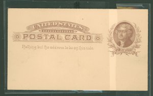 US UX8 1885 postal card, creased in middle