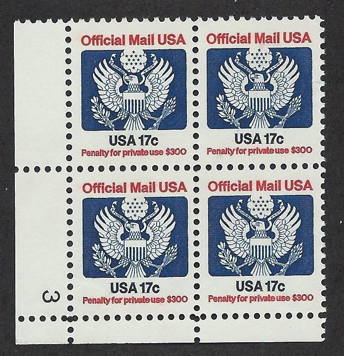 UNITED STATES SC# O130 VF MNH 19683 PL#3 LL B/4