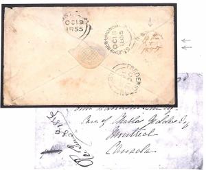 E117 1855 Canada NEW BRUNSWICK Village CDS Dated Postmaster Manuscript -Montreal