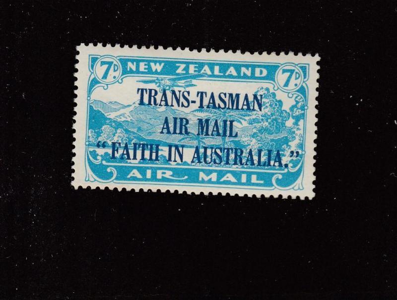 NEW ZEALAND # C5 VF-MH TRANS-TASMAN AIRMAIL FAITH IN AUSTRALIA CAT VALUE $50