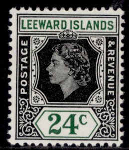 LEEWARD ISLANDS QEII SG135, 24c black & green, LH MINT.