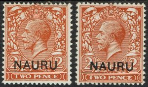 NAURU 1916 KGV 2D DIE I AND DIE II */**