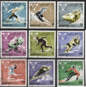 Mahra Mi39A-47A (used cto set of 9) Winter Olympics, Grenoble (1968)