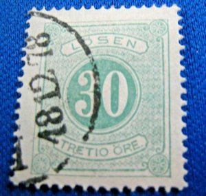 SWEDEN 1874  -  SCOTT # J9      USED       (Xs7)