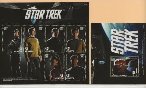 St. KITTS Sc 941-42 NH MINISHEET+S/S of 2016 - SPACE - STAR TREK