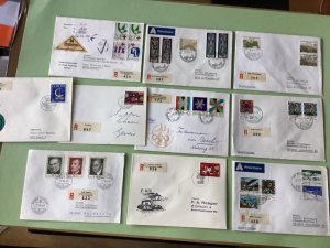 Liechtenstein registered postal stamps covers 9 items Ref A1416