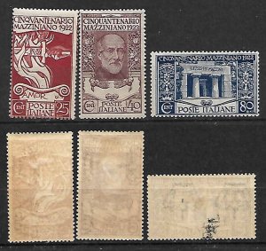 ITALY STAMPS. 1922, Sc.#140-142, MLH