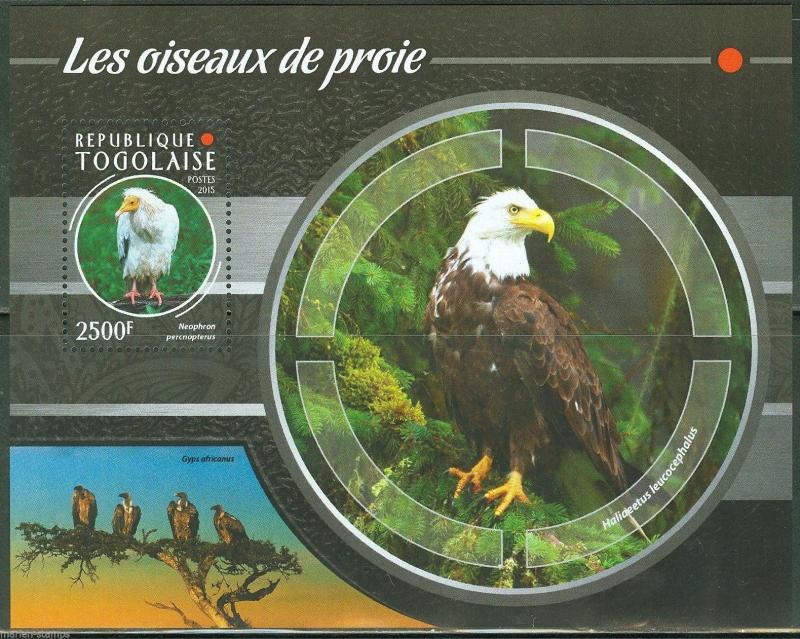 TOGO   2015  BIRDS OF PREY  SOUVENIR SHEET   MINT  NH