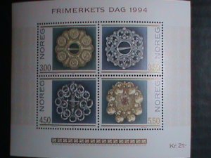 Norway Stamp:1994-SC#1069- Stamp Day-Ornamental broaches -mnh-S/S sheet-rare