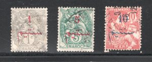 French Morocco #26,29, 30     F/VF, Used, Partial Set  .....  2190011