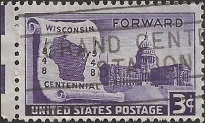 # 957 USED WISCONSIN STATEHOOD 100TH ANNIV.