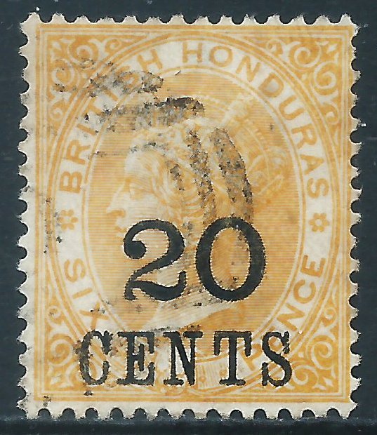 British Honduras, Sc #31, 20c on 6d, Used