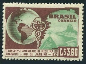Brazil 733,hinged.Michel 788. 2nd Congress of American Industrial Medicine,1952.