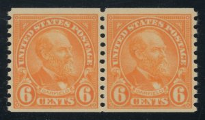 USA 723 - 6 cent Garfield coil pair - VF Mint never hinged