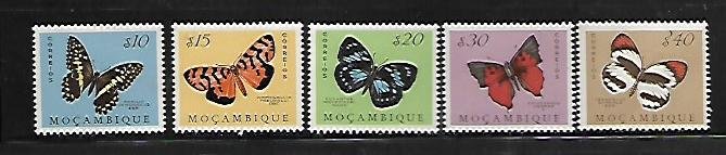 MOZAMBIQUE, 364-368, MINT HINGED, BUTTERFLY TYPE