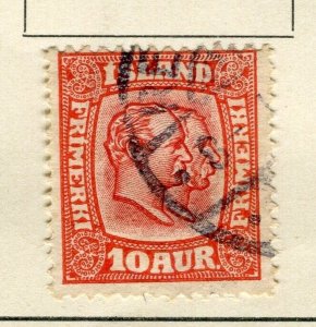 ICELAND; 1907 early Double Kings issue fine used 10a. value