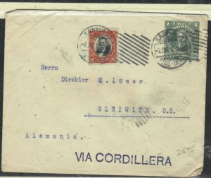 CHILE  1912  COVER 2C  PSE+20C+1CX3 SENT TO GERMANY    PO228A H