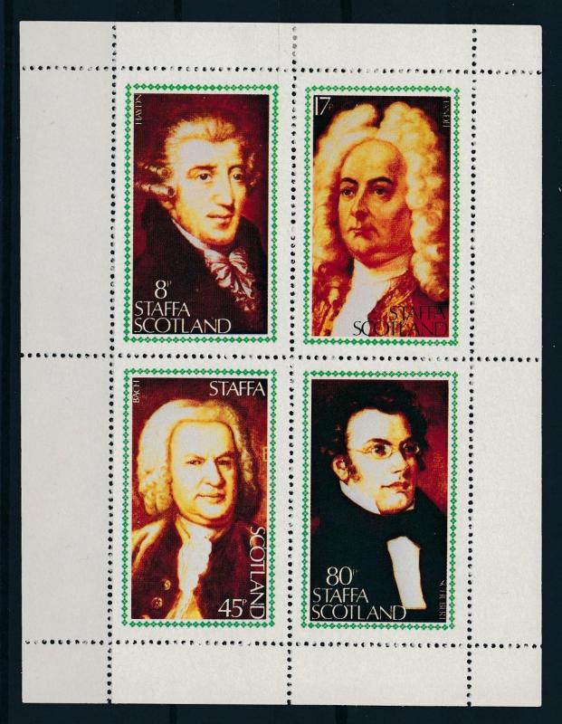 [95077] Staffa Scotland Local Issue  Music Haendel Bach Schubert Sheet MNH