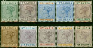 St Lucia 1891-98 Set of 10 SG43-52 Ave-Fine MM