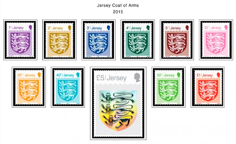 COLOR PRINTED JERSEY 2011-2020 STAMP ALBUM PAGES (135 illustrated pages)