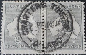 Australia 1913 2d Kangaroo pair first wmk with CHARTERS TOWERS postmark