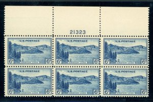 US Stamp #745 Crater Lake 6c - Plate Block of 6 - MNH - CV $20.00