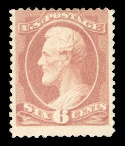 United States, 1870-1888 #208a Cat$600, 1882 6c deep brown red, hinged